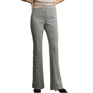 EUC Anthropologie Knit Bootcut Pull-On Pants Trousers Checker Plaid Gray Blue